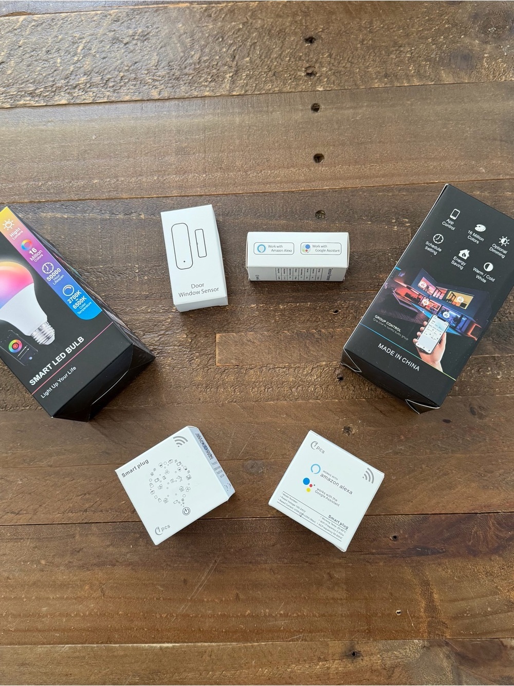 Smart Home Pro Kit 6 Piece WiFi Plug LED Bulb Door Sensor Alexa Google